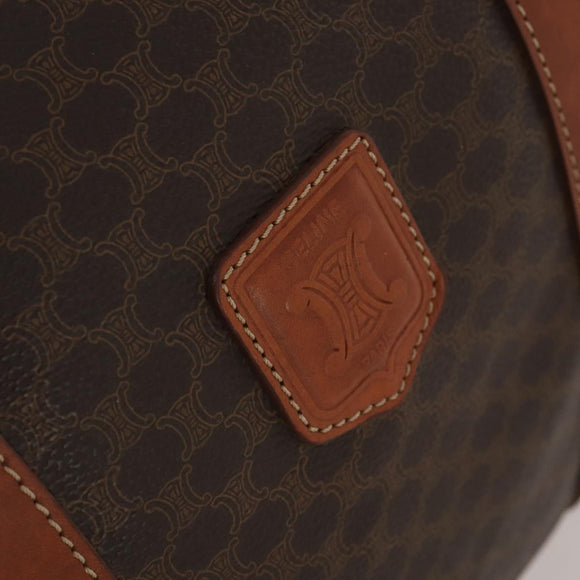 CELINE Macadam Boston Bag PVC Leather Brown Gold Tone Auth 201406