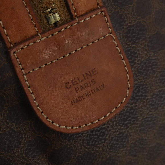 CELINE Macadam Boston Bag PVC Leather Brown Gold Tone Auth 201406