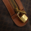 CELINE Macadam Boston Bag PVC Leather Brown Gold Tone Auth 201406-10