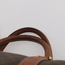 CELINE Macadam Boston Bag PVC Leather Brown Gold Tone Auth 201406-8
