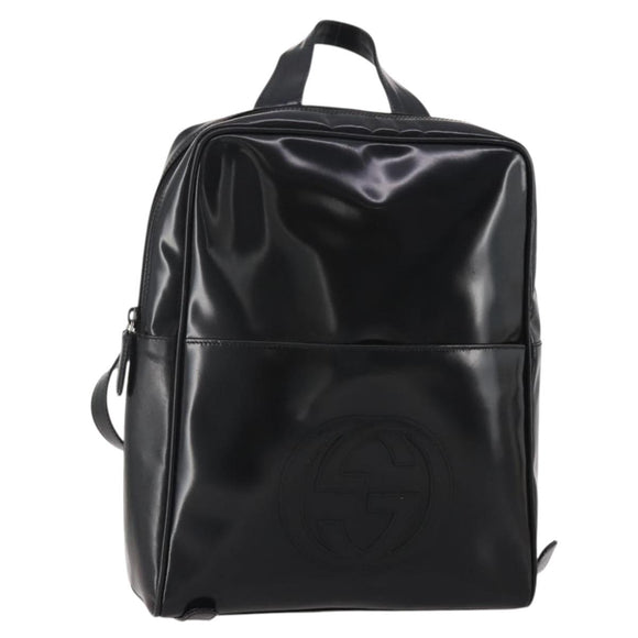GUCCI Backpack Patent Black Silver Auth 201416