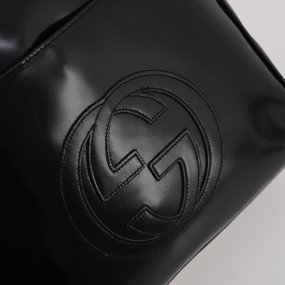 GUCCI Backpack Patent Black Silver Auth 201416