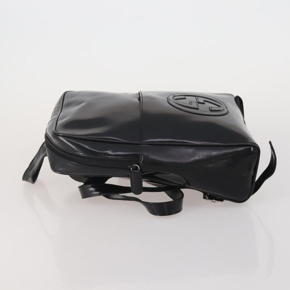 GUCCI Backpack Patent Black Silver Auth 201416