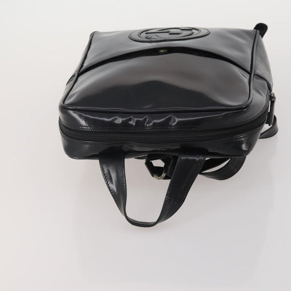 GUCCI Backpack Patent Black Silver Auth 201416