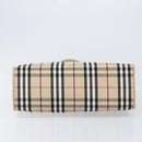 BURBERRY Nova Check Tote Bag Canvas Beige Silver Auth 201419A-10