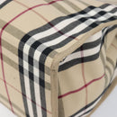 BURBERRY Nova Check Tote Bag Canvas Beige Silver Auth 201419A-11