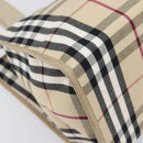BURBERRY Nova Check Tote Bag Canvas Beige Silver Auth 201419A-12