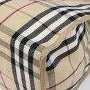 BURBERRY Nova Check Tote Bag Canvas Beige Silver Auth 201419A-13