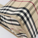 BURBERRY Nova Check Tote Bag Canvas Beige Silver Auth 201419A-14