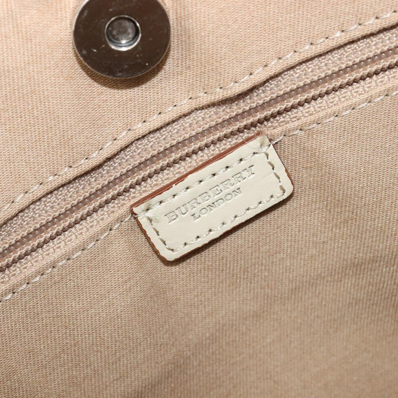 BURBERRY Nova Check Tote Bag Canvas Beige Silver Auth 201419A