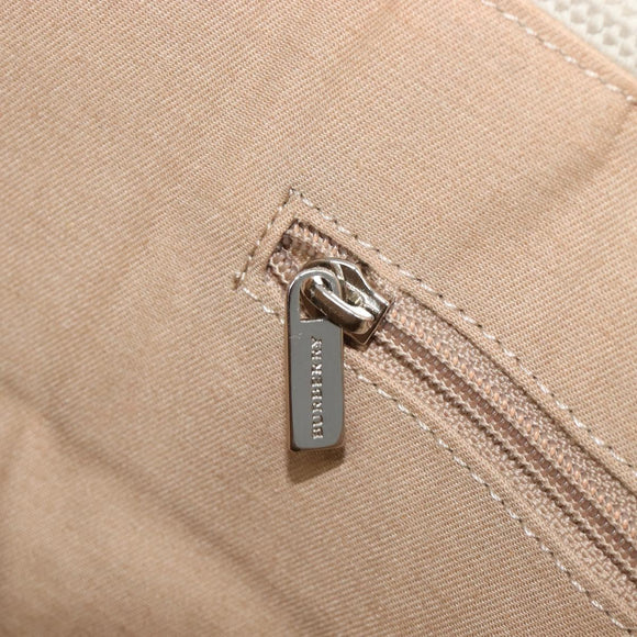 BURBERRY Nova Check Tote Bag Canvas Beige Silver Auth 201419A