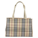 BURBERRY Nova Check Tote Bag Canvas Beige Silver Auth 201419A-3