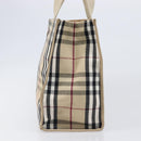 BURBERRY Nova Check Tote Bag Canvas Beige Silver Auth 201419A-4