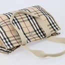 BURBERRY Nova Check Tote Bag Canvas Beige Silver Auth 201419A-6