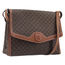 CELINE Macadam Shoulder Bag PVC Leather Brown Gold Tone Auth 201420-1