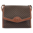CELINE Macadam Shoulder Bag PVC Leather Brown Gold Tone Auth 201420-13