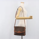 CELINE Macadam Shoulder Bag PVC Leather Brown Gold Tone Auth 201420-26