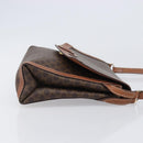 CELINE Macadam Shoulder Bag PVC Leather Brown Gold Tone Auth 201420-3