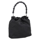 Christian Dior Maris Pearl Hand Bag Nylon Black Silver Auth 201425-1