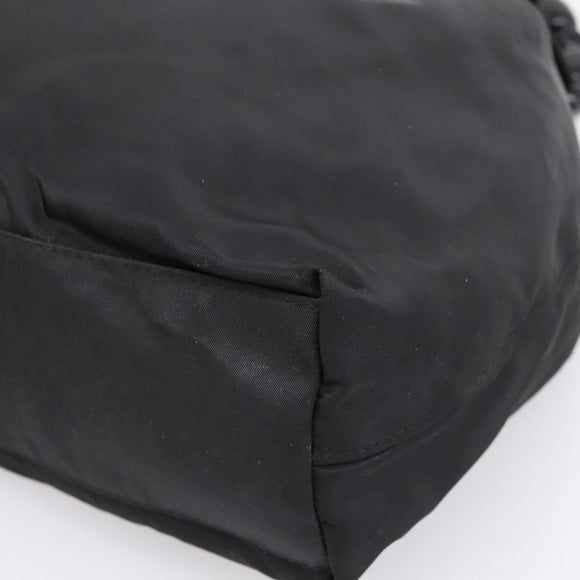 Christian Dior Maris Pearl Hand Bag Nylon Black Silver Auth 201425