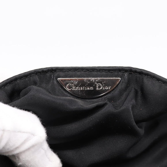 Christian Dior Maris Pearl Hand Bag Nylon Black Silver Auth 201425