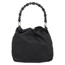 Christian Dior Maris Pearl Hand Bag Nylon Black Silver Auth 201425-2
