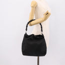 Christian Dior Maris Pearl Hand Bag Nylon Black Silver Auth 201425-21
