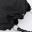 Christian Dior Maris Pearl Hand Bag Nylon Black Silver Auth 201425-6