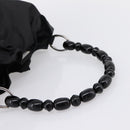 Christian Dior Maris Pearl Hand Bag Nylon Black Silver Auth 201425-7