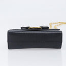 Salvatore Ferragamo Vala Chain Shoulder Bag Leather Navy Gold Tone Auth 201431-10