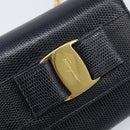 Salvatore Ferragamo Vala Chain Shoulder Bag Leather Navy Gold Tone Auth 201431-15
