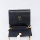 Salvatore Ferragamo Vala Chain Shoulder Bag Leather Navy Gold Tone Auth 201431-16