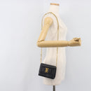 Salvatore Ferragamo Vala Chain Shoulder Bag Leather Navy Gold Tone Auth 201431-23