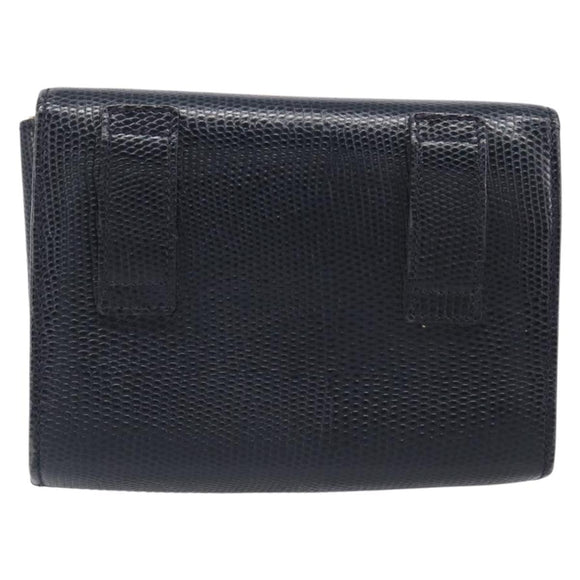 Salvatore Ferragamo Vala Chain Shoulder Bag Leather Navy Gold Tone Auth 201431