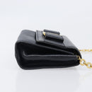 Salvatore Ferragamo Vala Chain Shoulder Bag Leather Navy Gold Tone Auth 201431-4