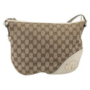 GUCCI GG Canvas Shoulder Bag Beige Gold Tone 169998 Auth 201433-2