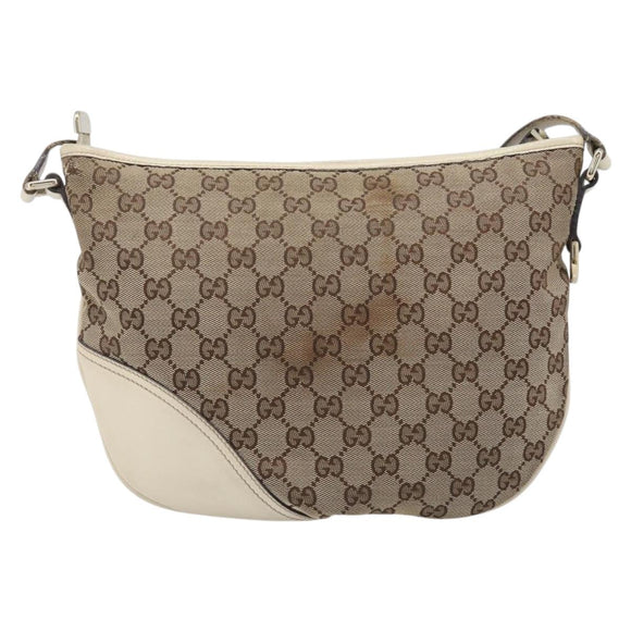 GUCCI GG Canvas Shoulder Bag Beige Gold Tone 169998 Auth 201433
