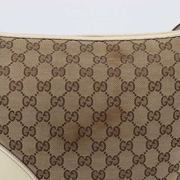 GUCCI GG Canvas Shoulder Bag Beige Gold Tone 169998 Auth 201433