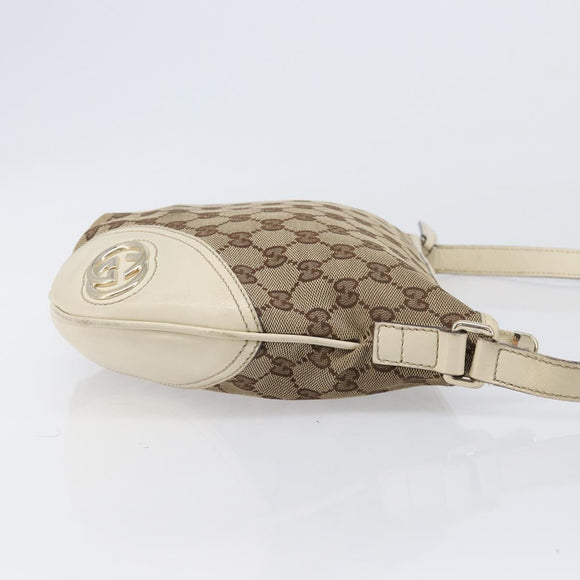 GUCCI GG Canvas Shoulder Bag Beige Gold Tone 169998 Auth 201433