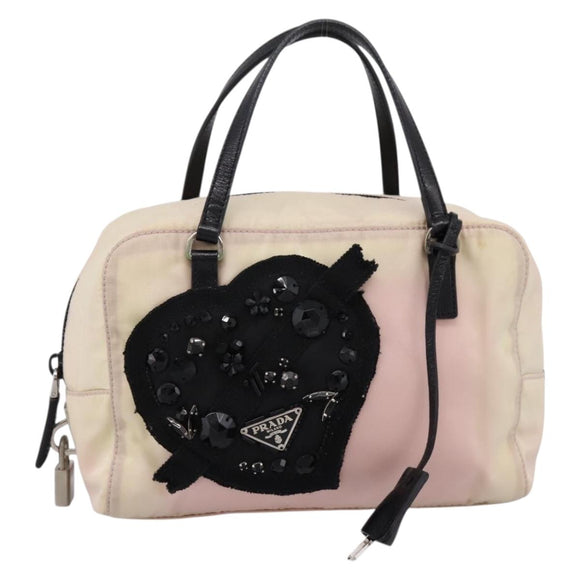 PRADA Hand Bag Nylon Pink Black Auth 201438