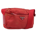 PRADA Shoulder Bag Nylon Red Silver Auth 201440-1