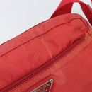 PRADA Shoulder Bag Nylon Red Silver Auth 201440-10