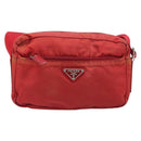 PRADA Shoulder Bag Nylon Red Silver Auth 201440-13