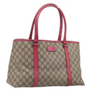 GUCCI GG Supreme Tote Bag PVC Beige Silver 114595 Auth 201444-1