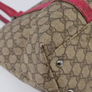 GUCCI GG Supreme Tote Bag PVC Beige Silver 114595 Auth 201444-16