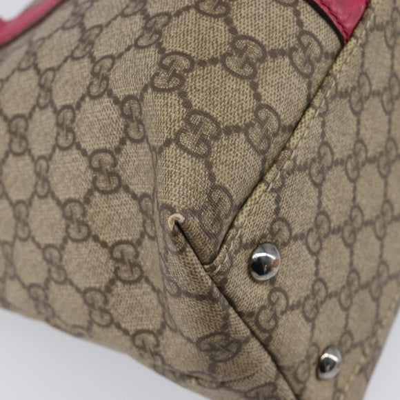 GUCCI GG Supreme Tote Bag PVC Beige Silver 114595 Auth 201444