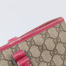 GUCCI GG Supreme Tote Bag PVC Beige Silver 114595 Auth 201444-21