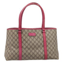 GUCCI GG Supreme Tote Bag PVC Beige Silver 114595 Auth 201444-13