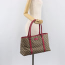 GUCCI GG Supreme Tote Bag PVC Beige Silver 114595 Auth 201444-27