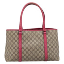 GUCCI GG Supreme Tote Bag PVC Beige Silver 114595 Auth 201444-2